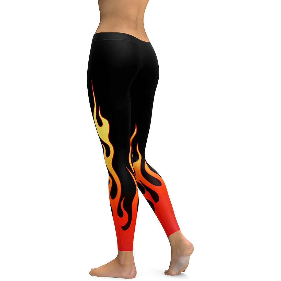 3D Gradient Flame Print Ladies Breathable Sports Yoga Leggings
