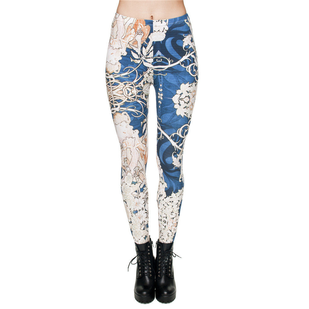 Printed cropped pants high waist leggings women