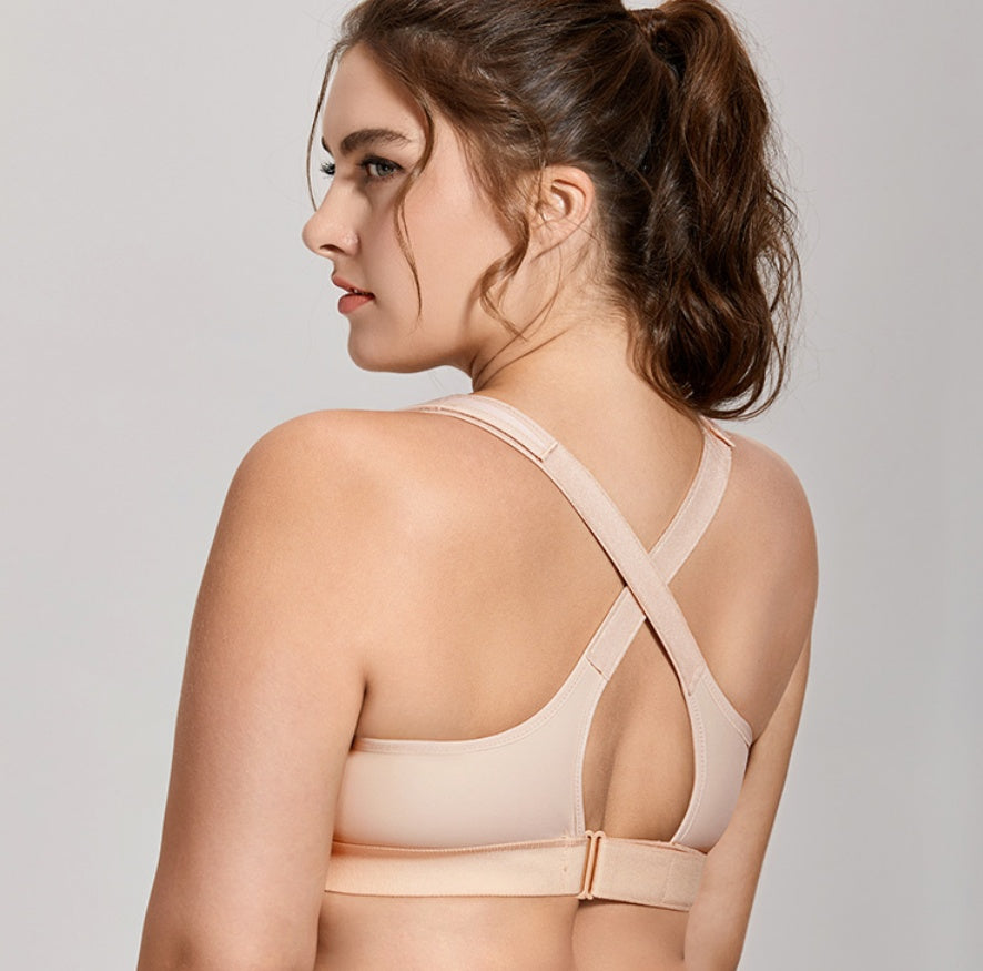 Large size sports female shockproof running  big chest sports bra