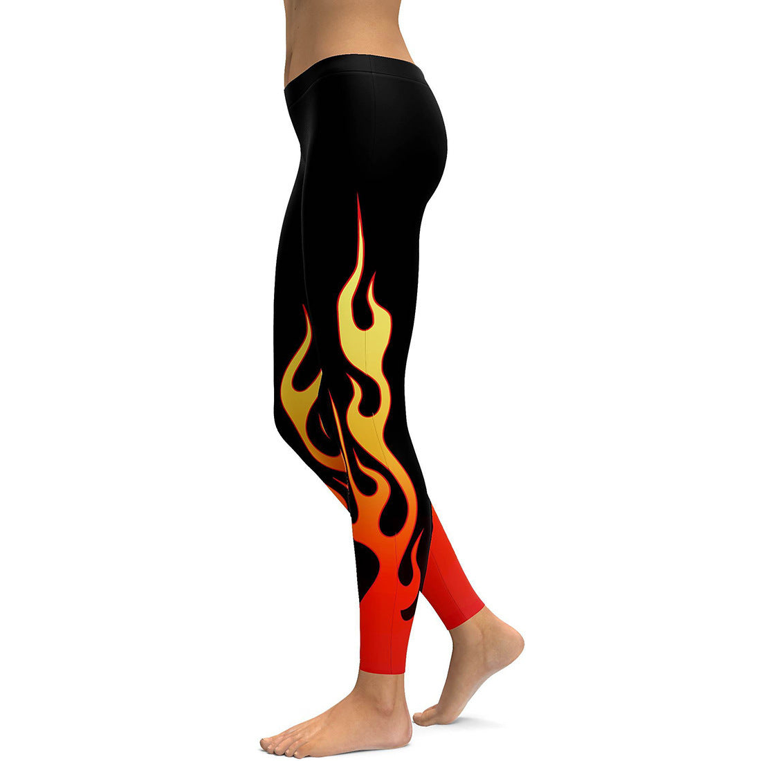 3D Gradient Flame Print Ladies Breathable Sports Yoga Leggings