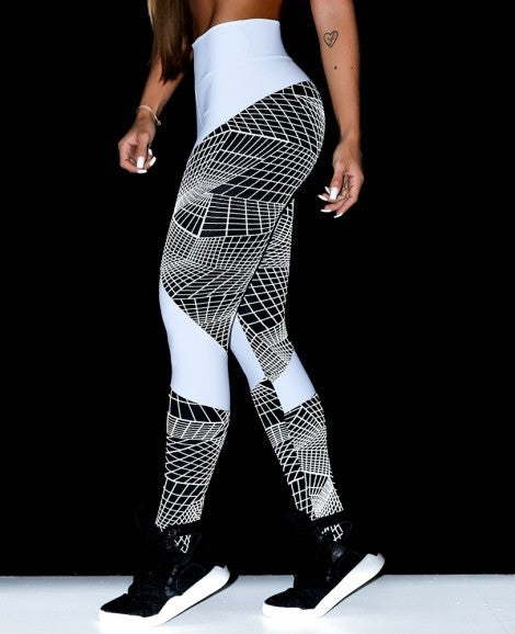 Geometric Lines Sexy Yoga Sweatpants Hip High Waist Leggings