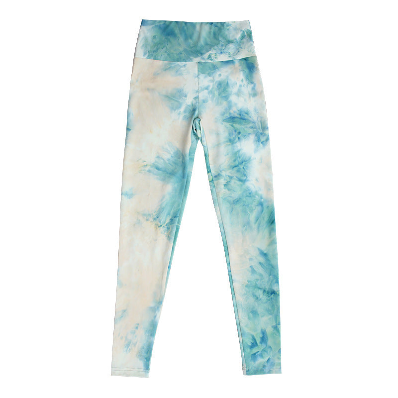 Fashionable Tie Dye Navel Bare Tight Yoga Set