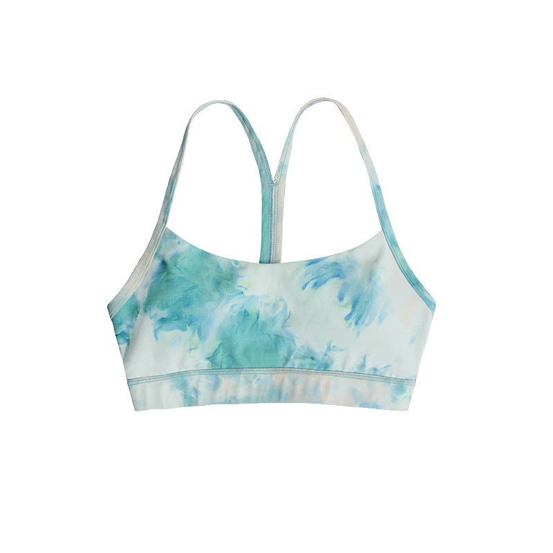 Fashionable Tie Dye Navel Bare Tight Yoga Set