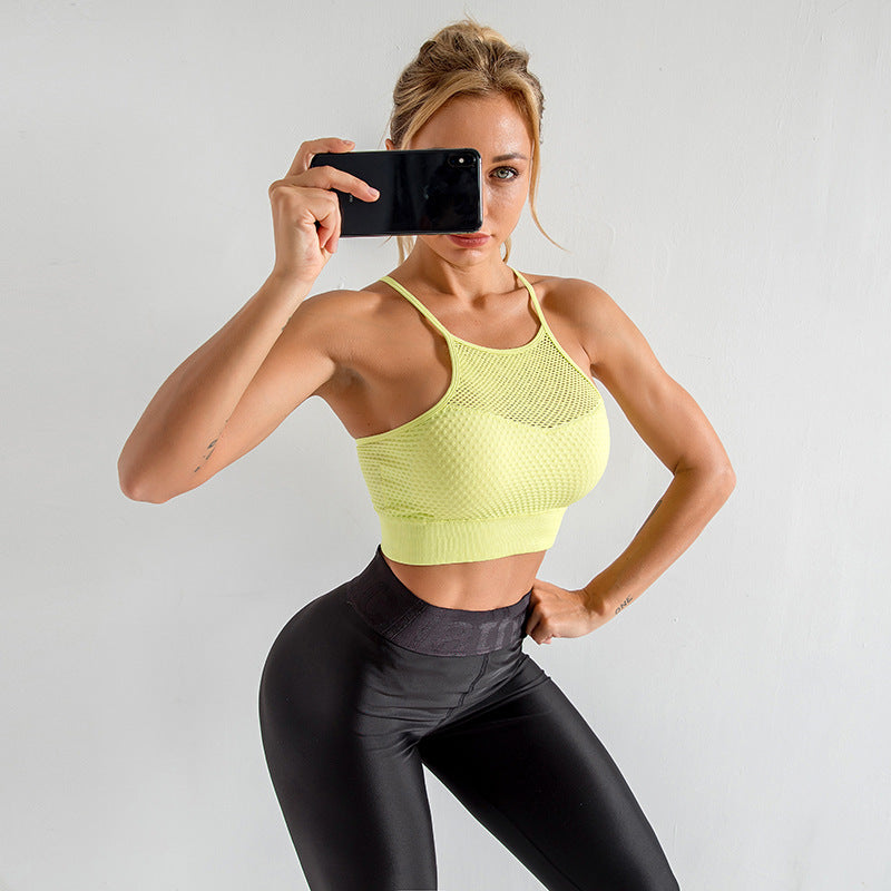 Shockproof gathered yoga sports bra