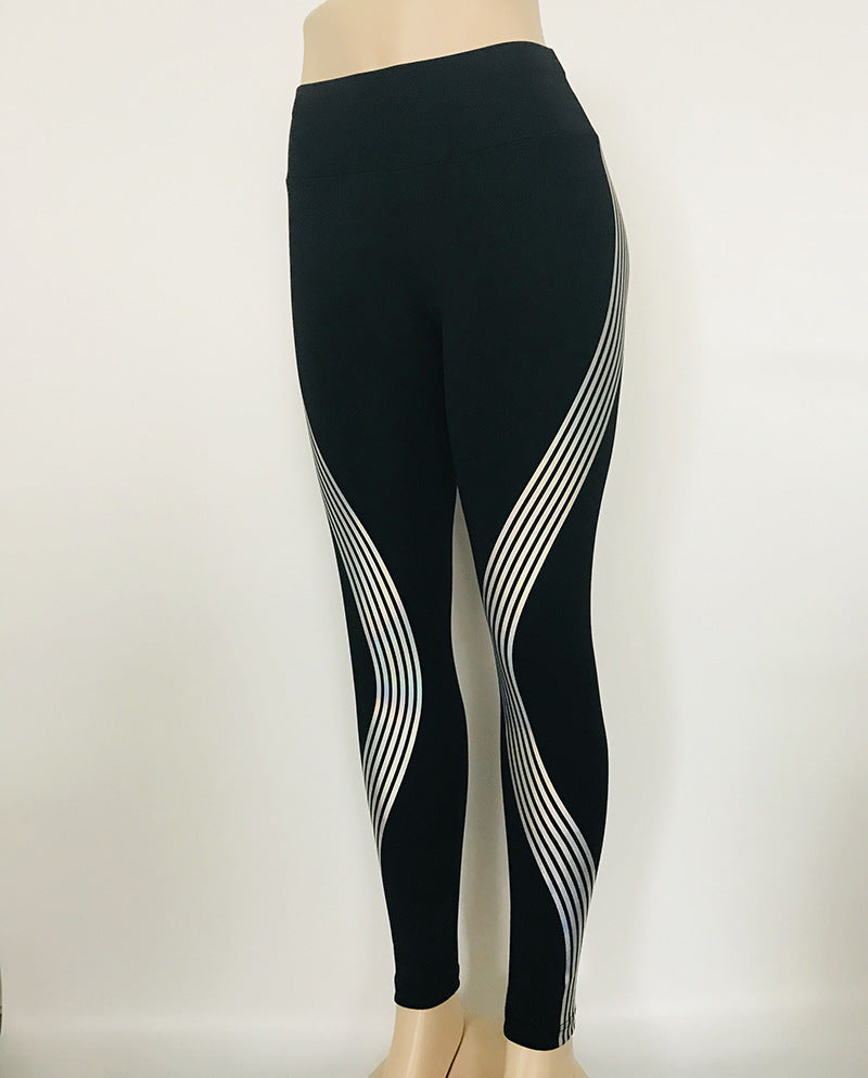 Laser Stripes Fitness Yoga Pants Tights Tracksuit Women