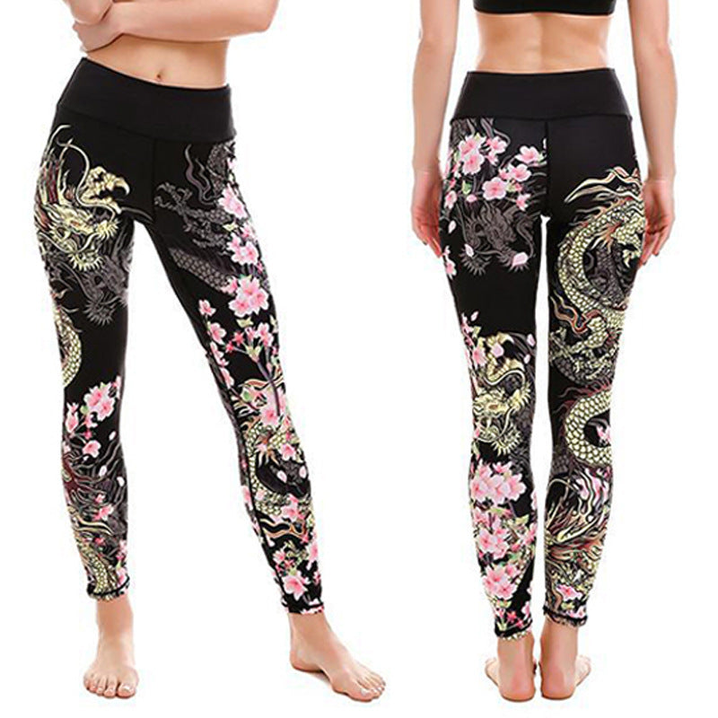 Explosive yoga running fitness print leggings slim casual sweatpants