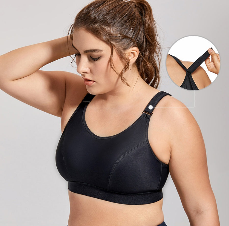 Large size sports female shockproof running  big chest sports bra