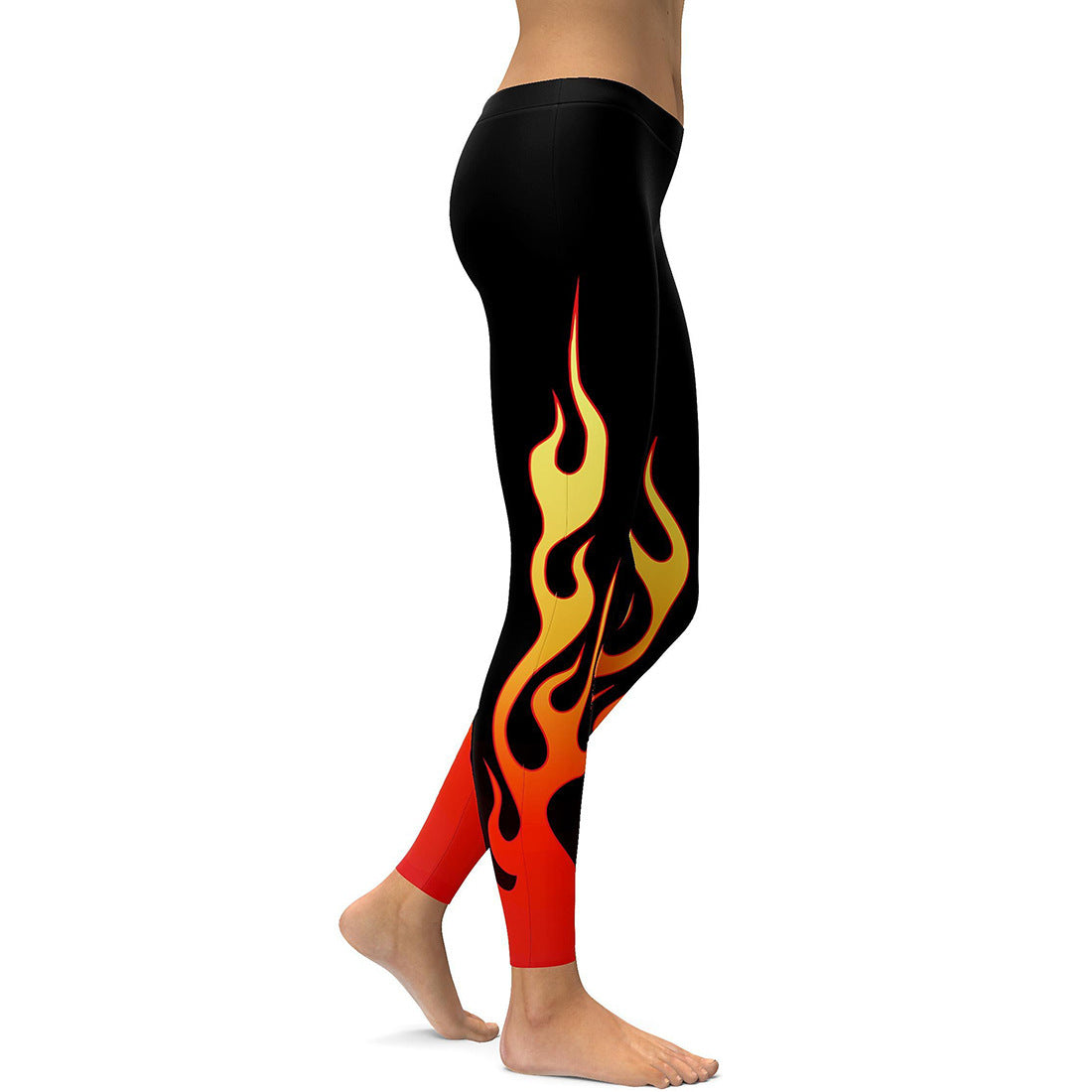 3D Gradient Flame Print Ladies Breathable Sports Yoga Leggings