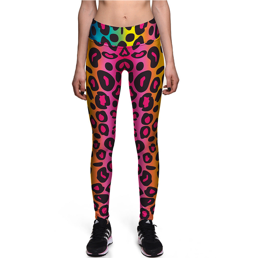 Black Leopard Print Patchwork Leggings Personality