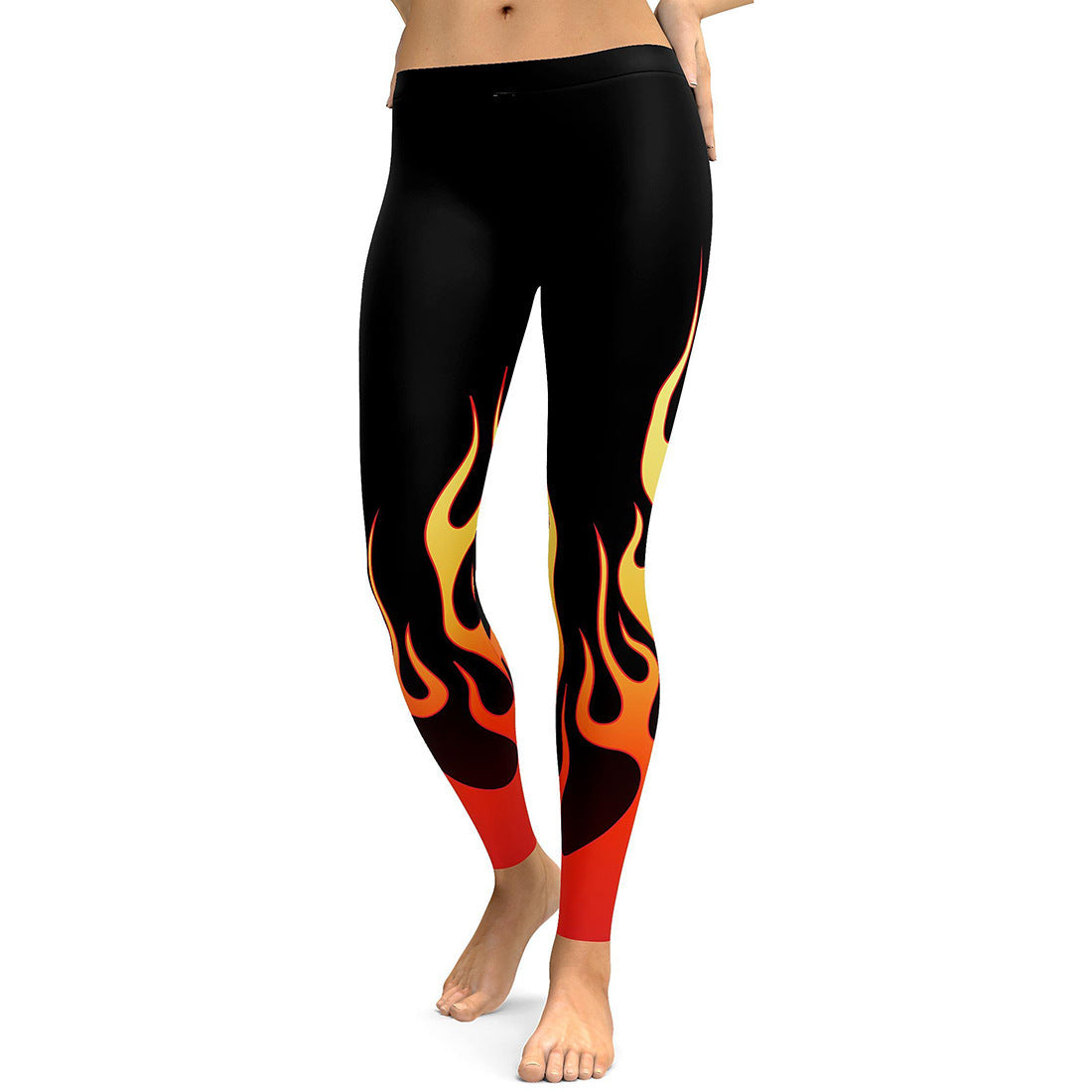 3D Gradient Flame Print Ladies Breathable Sports Yoga Leggings