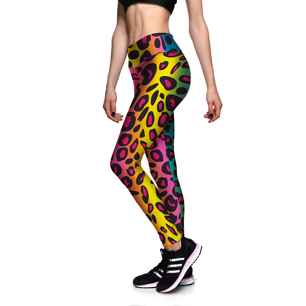 Black Leopard Print Patchwork Leggings Personality