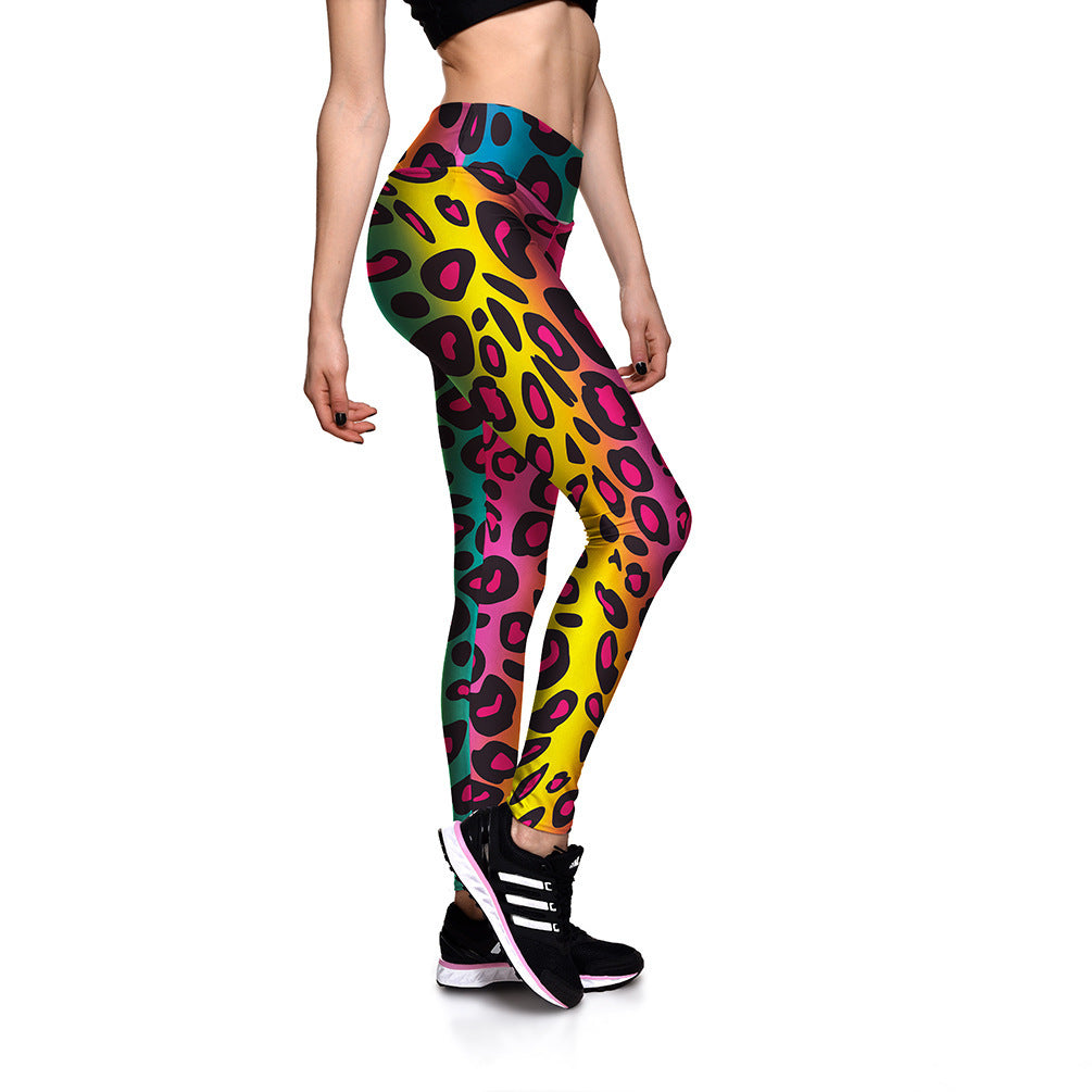 Black Leopard Print Patchwork Leggings Personality